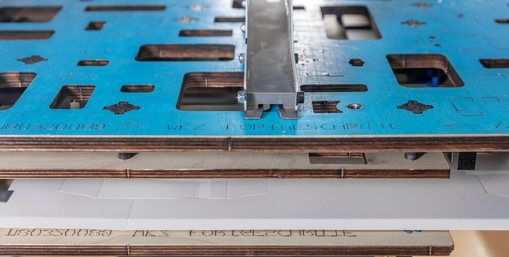 Die-cut sheet in the stipping tool masterstrip|plate | © Marbach Group