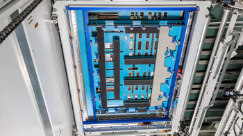 Underside of the universal sheet delivery in the blanking station | © Marbach Group