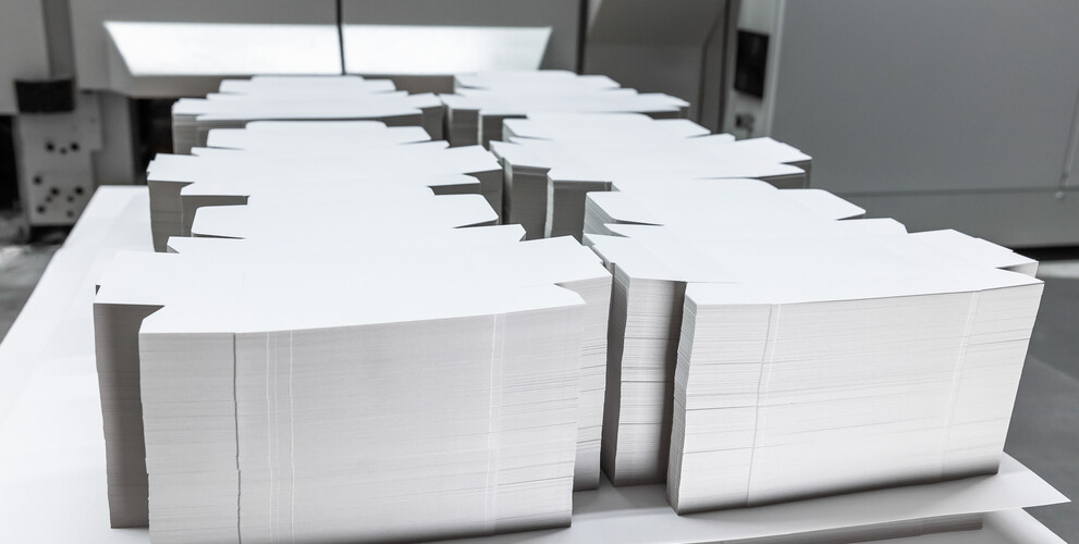 Pallet with stacked paperboard blanks after die-cutting | © Marbach Group