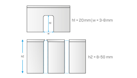 Multifunktionsgerät mcut|multi: Piktogramm Linien, Schneiden, Nasenschneiden und Ausklinken | © Marbach Group