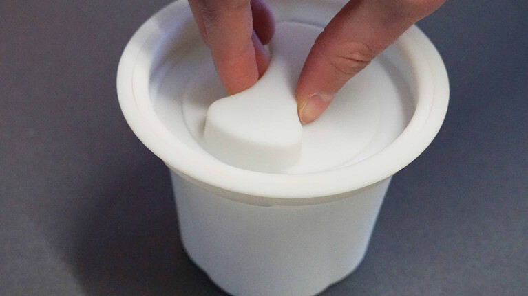 The Turner cup by Marbach is thermoformed with patented screw on lid