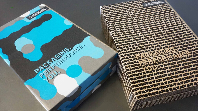 Marbach pure edge Musterverpackung Wellpappe corrugated board sample packaging