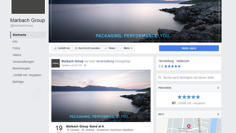 Screenshot Facebook Marbach Group